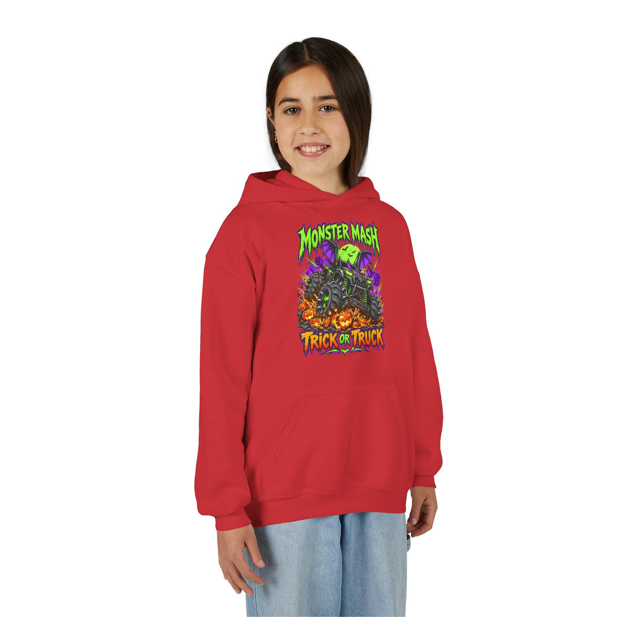 Monster Mash Trick or Truck Youth Halloween Hoodie