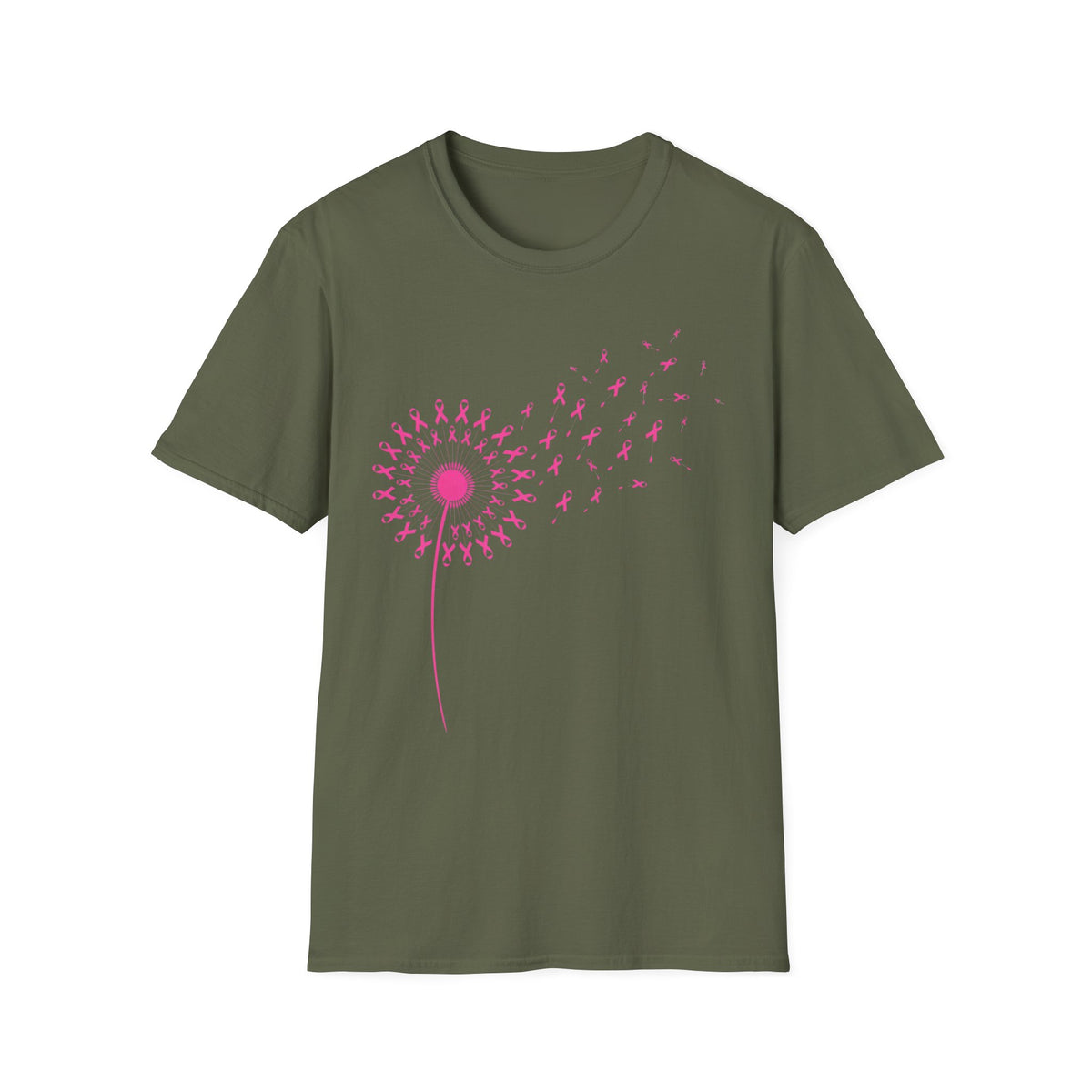 Pink Ribbon Dandelion Breast Cancer Awareness Tee