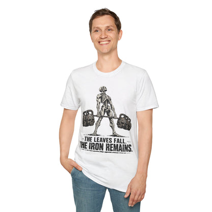 The Leaves Fall The Iron Remains Shirt – Skeleton Deadlift Gym Fall Tee