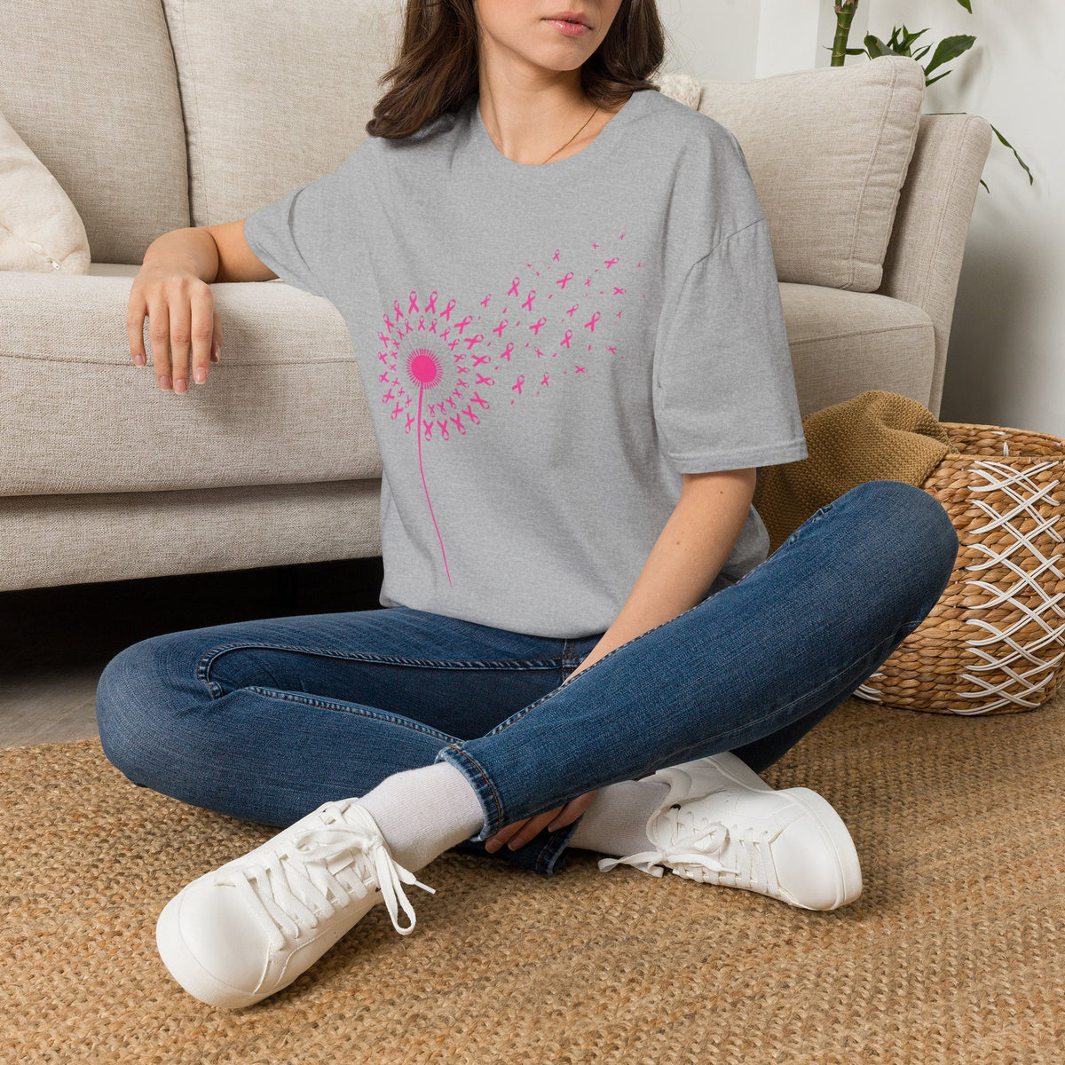 Pink Ribbon Dandelion Breast Cancer Awareness Tee