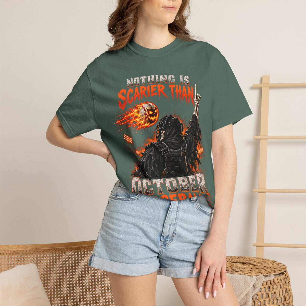 October Baseball Halloween Comfort Colors Graphic T-Shirt