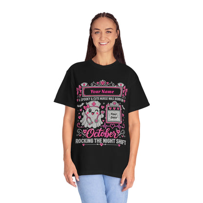 Personalized Spooky Cute Nurse October Birthday Comfort Colors Tee
