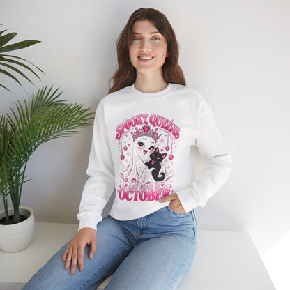 Spooky Queens Are Born in October Gildan 18000 Sweatshirt