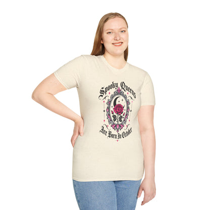 Spooky Queens Are Born In October Shirt – Gothic Rose Halloween Birthday Tee