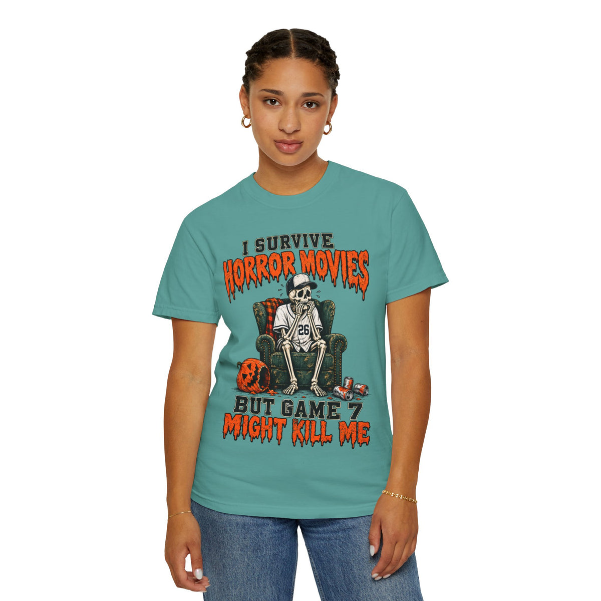 Horror Movies Game 7 Baseball Comfort Colors T-Shirt