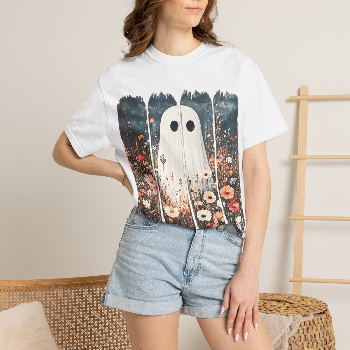 Floral Ghost Wildflower Halloween Comfort Colors T-Shirt