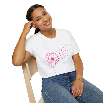 Pink Ribbon Dandelion Breast Cancer Awareness Tee