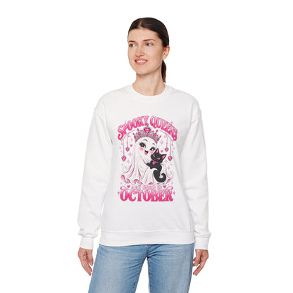 Spooky Queens Are Born in October Gildan 18000 Sweatshirt