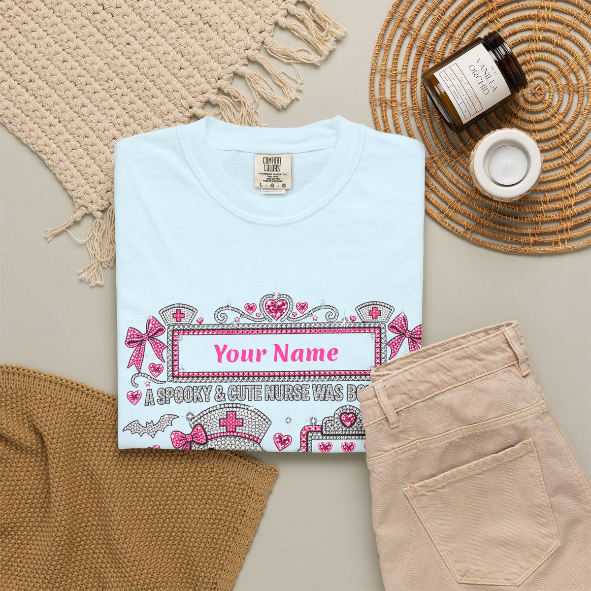 Personalized Spooky Cute Nurse October Birthday Comfort Colors Tee