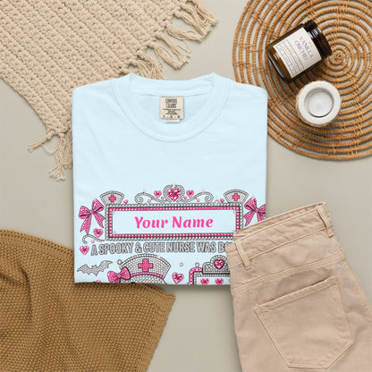 Personalized Spooky Cute Nurse October Birthday Comfort Colors Tee