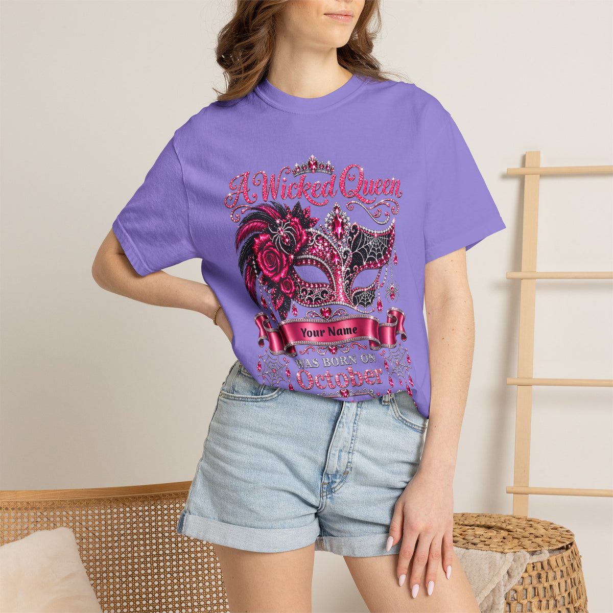 Personalized Wicked Queen October Birthday Comfort Colors Tee