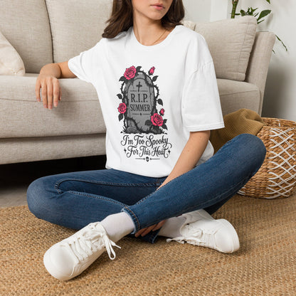 RIP Summer I'm Too Spooky For This Heat Shirt – Gothic Fall Halloween Tee