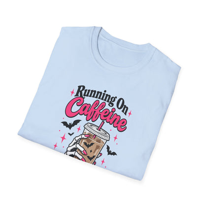 Running On Caffeine & Spooky Vibes Halloween Coffee Shirt – Gildan Softstyle 64000