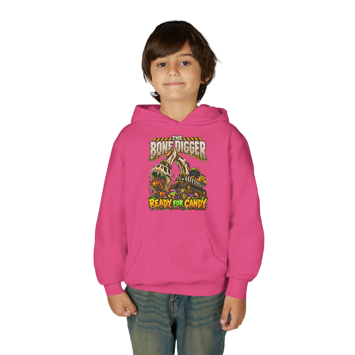 The Bone Digger Ready for Candy Youth Halloween Hoodie