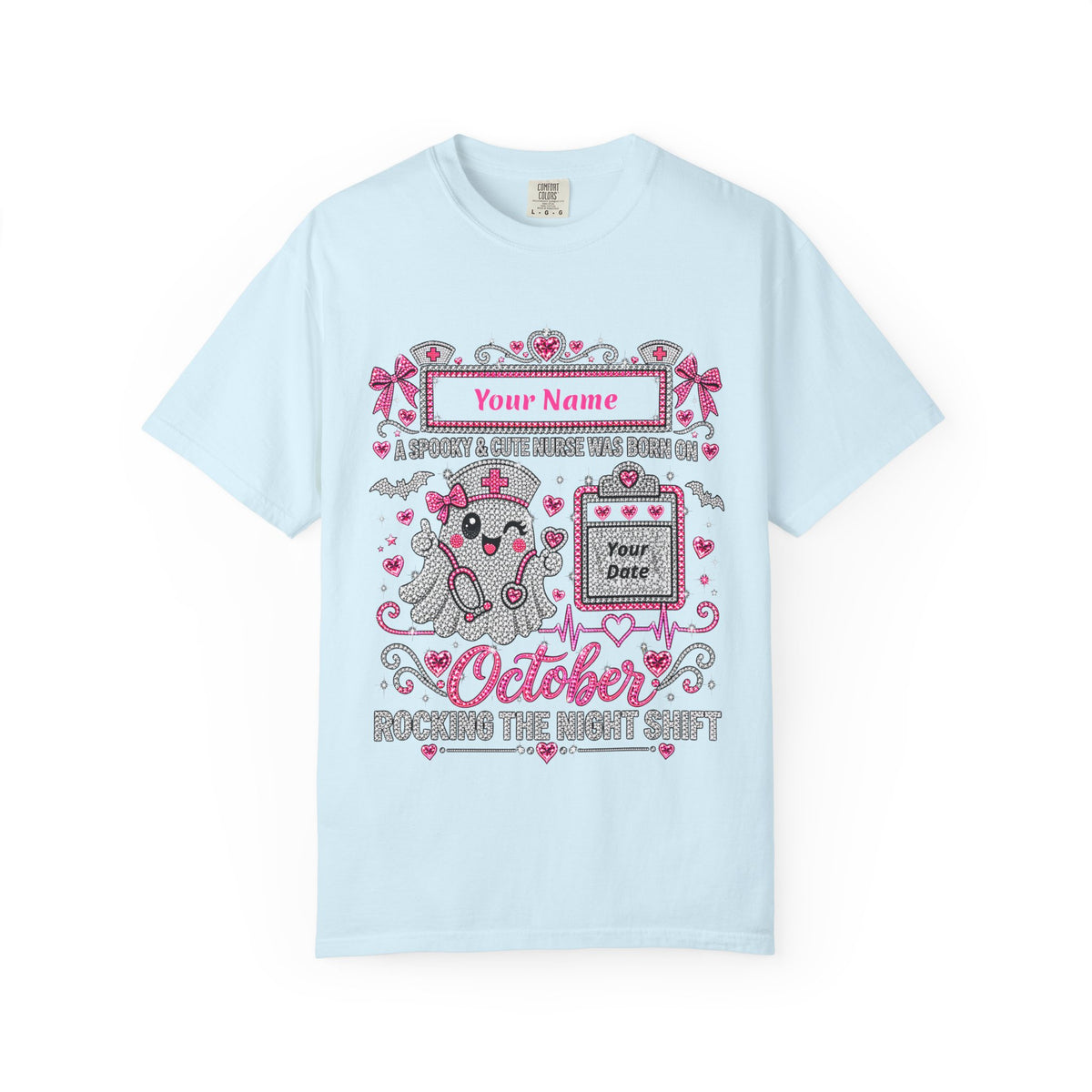 Personalized Spooky Cute Nurse October Birthday Comfort Colors Tee