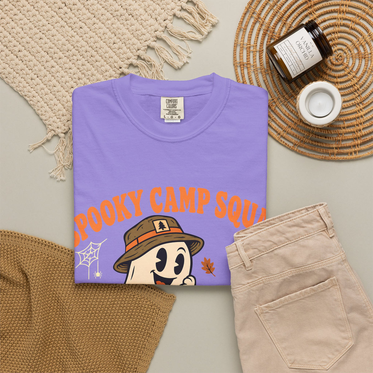Spooky Camp Squad Campfires & Cobwebs Comfort Colors Tee