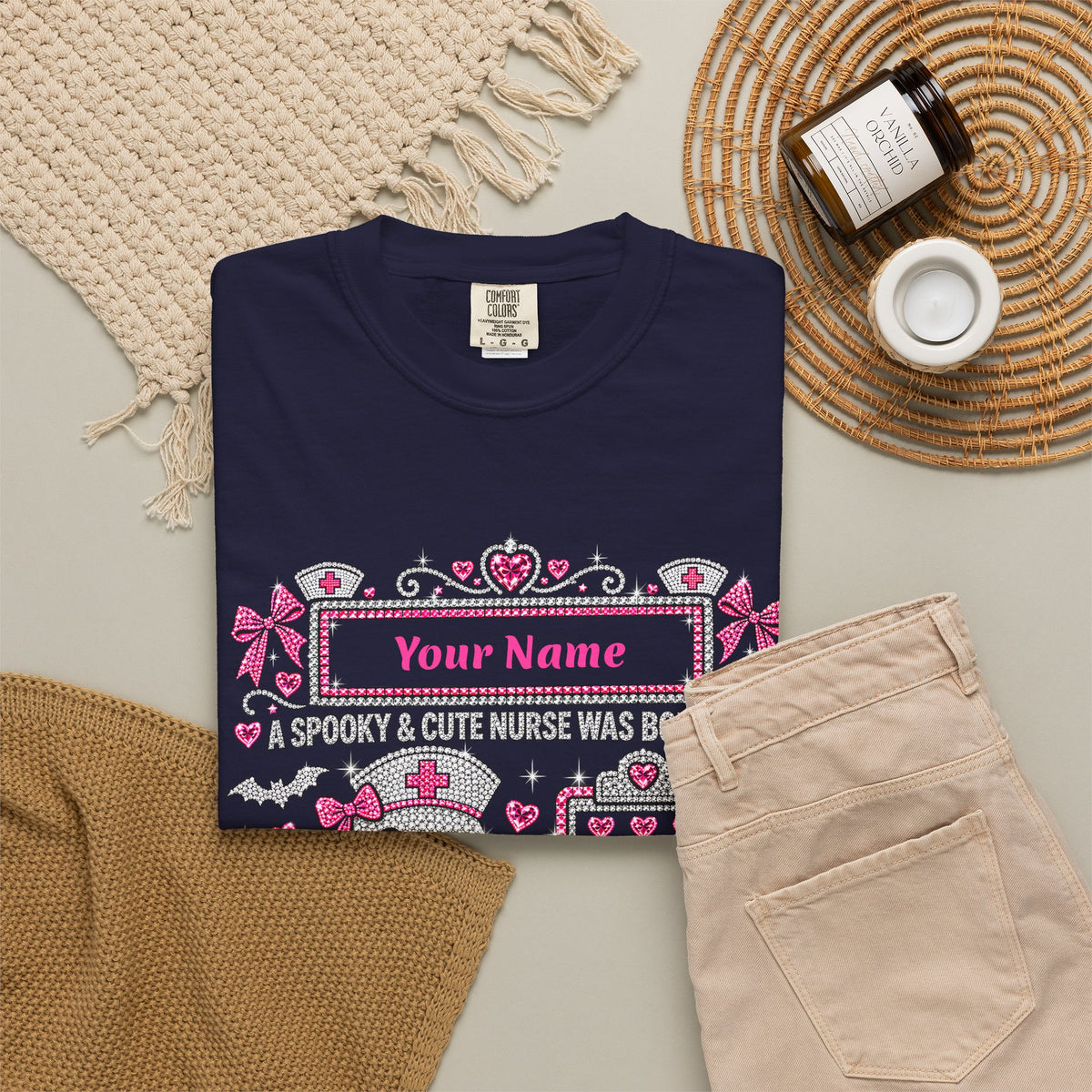 Personalized Spooky Cute Nurse October Birthday Comfort Colors Tee
