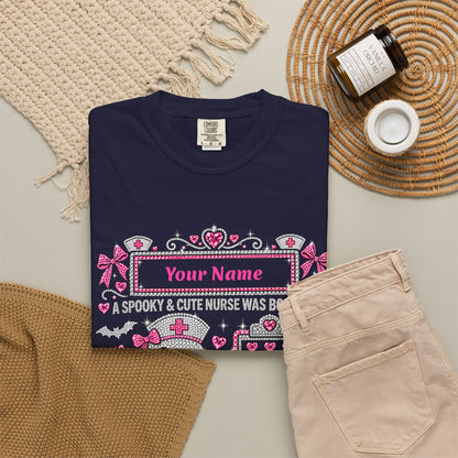 Personalized Spooky Cute Nurse October Birthday Comfort Colors Tee