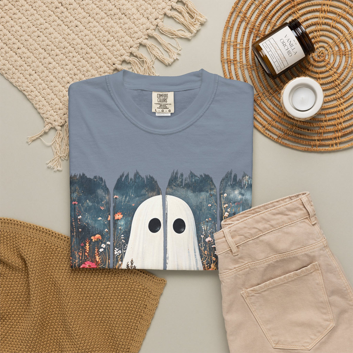 Floral Ghost Wildflower Halloween Comfort Colors T-Shirt
