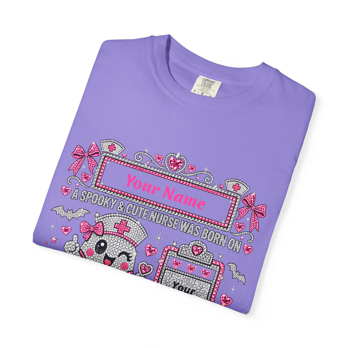 Personalized Spooky Cute Nurse October Birthday Comfort Colors Tee