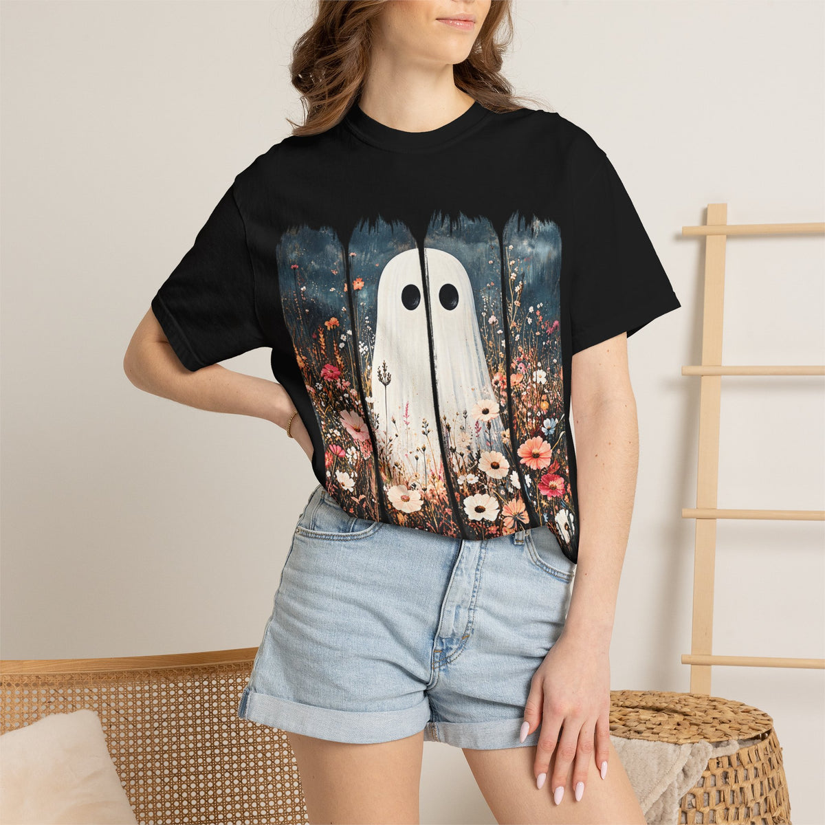 Floral Ghost Wildflower Halloween Comfort Colors T-Shirt
