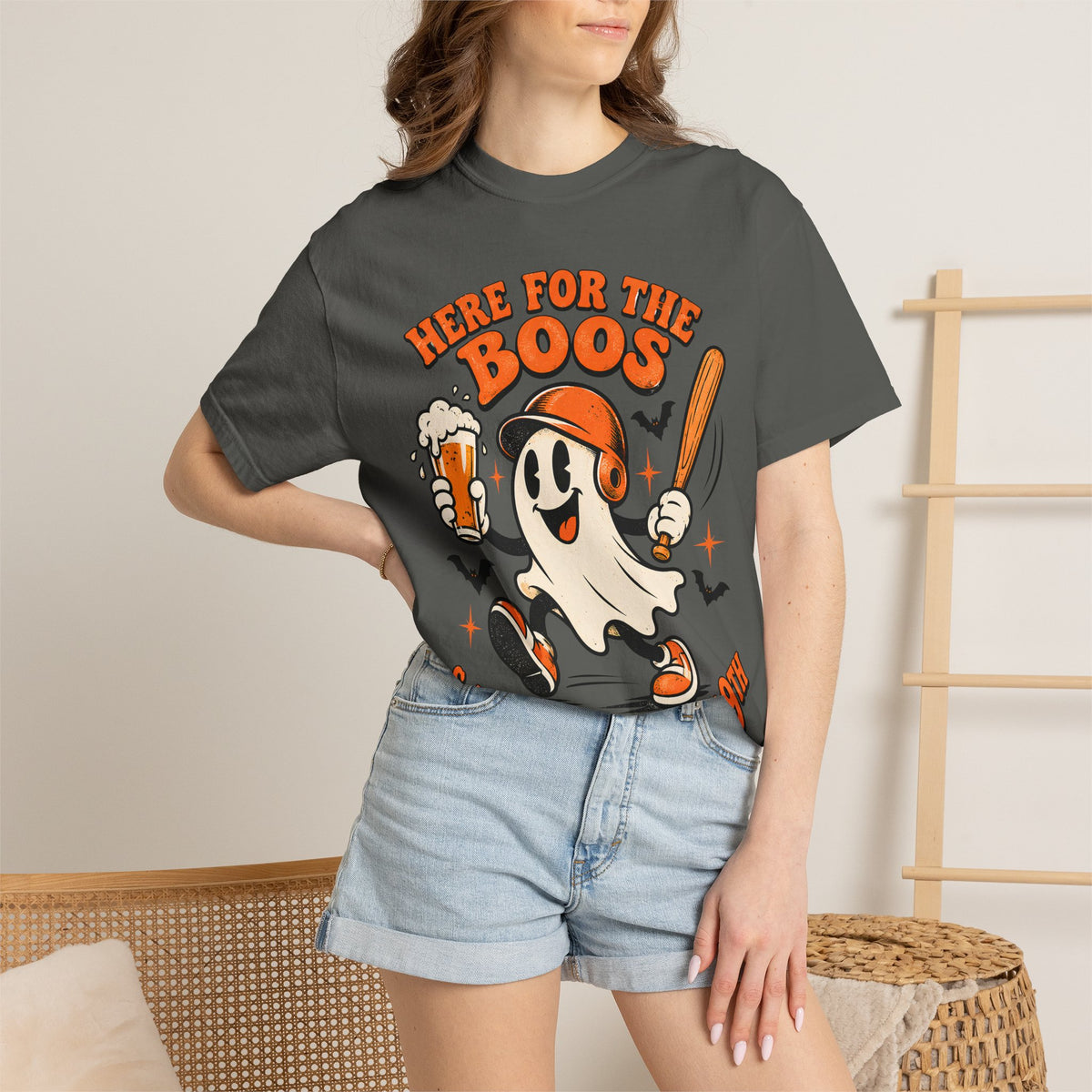 Here for the Boos Baseball Halloween Comfort Colors Tee