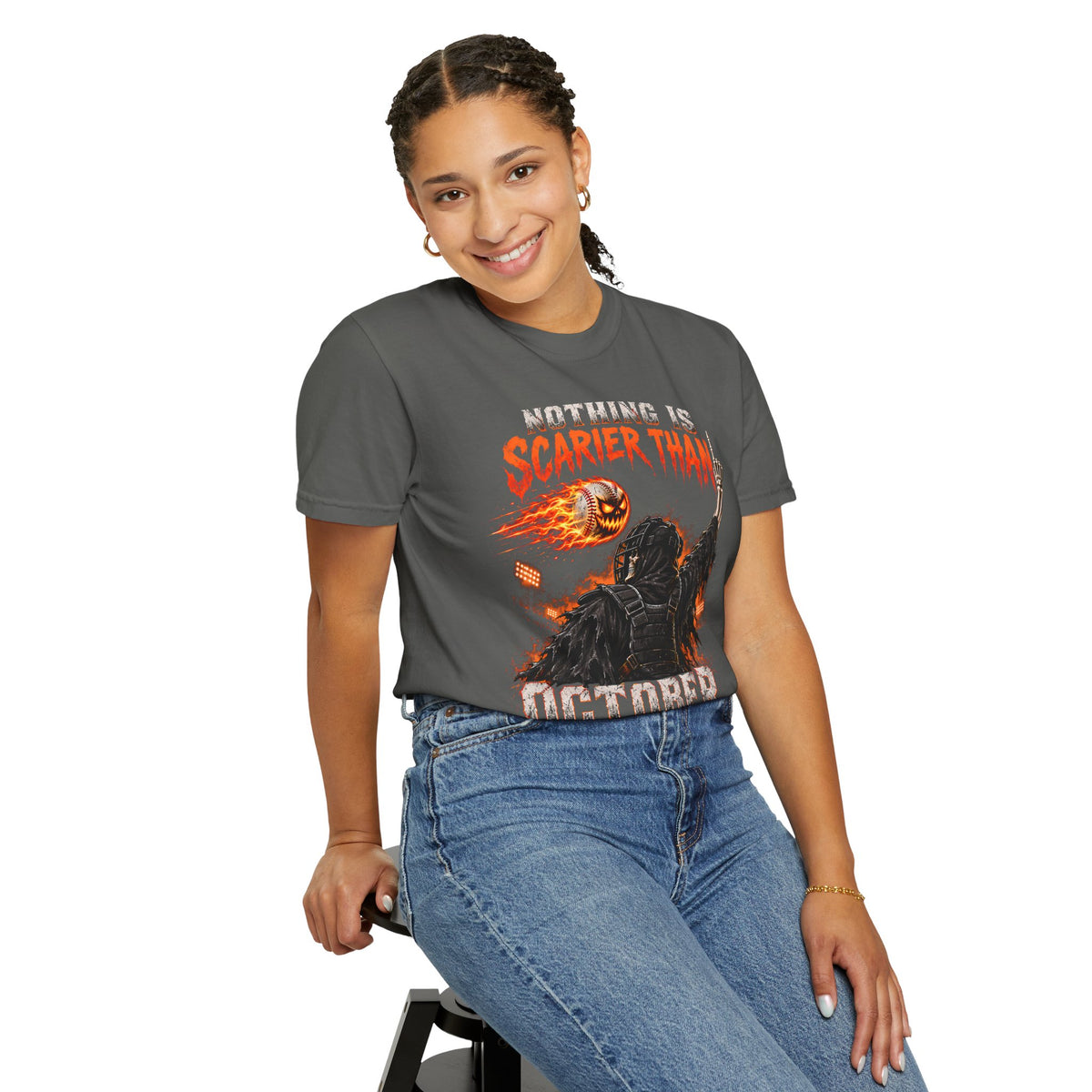 October Baseball Halloween Comfort Colors Graphic T-Shirt