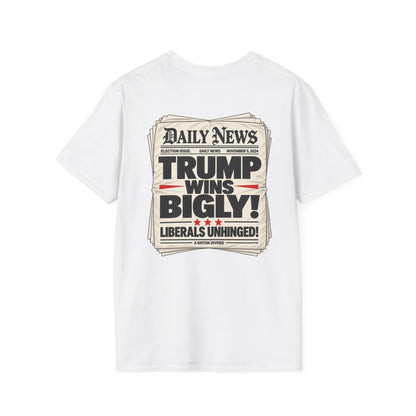 Trump Wins Bigly Shirt – Election Newspaper Political Satire Tee