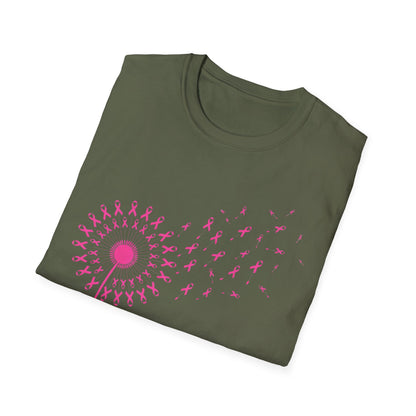 Pink Ribbon Dandelion Breast Cancer Awareness Tee
