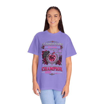 Personalized Champion Teacher October Birthday Comfort Colors Tee