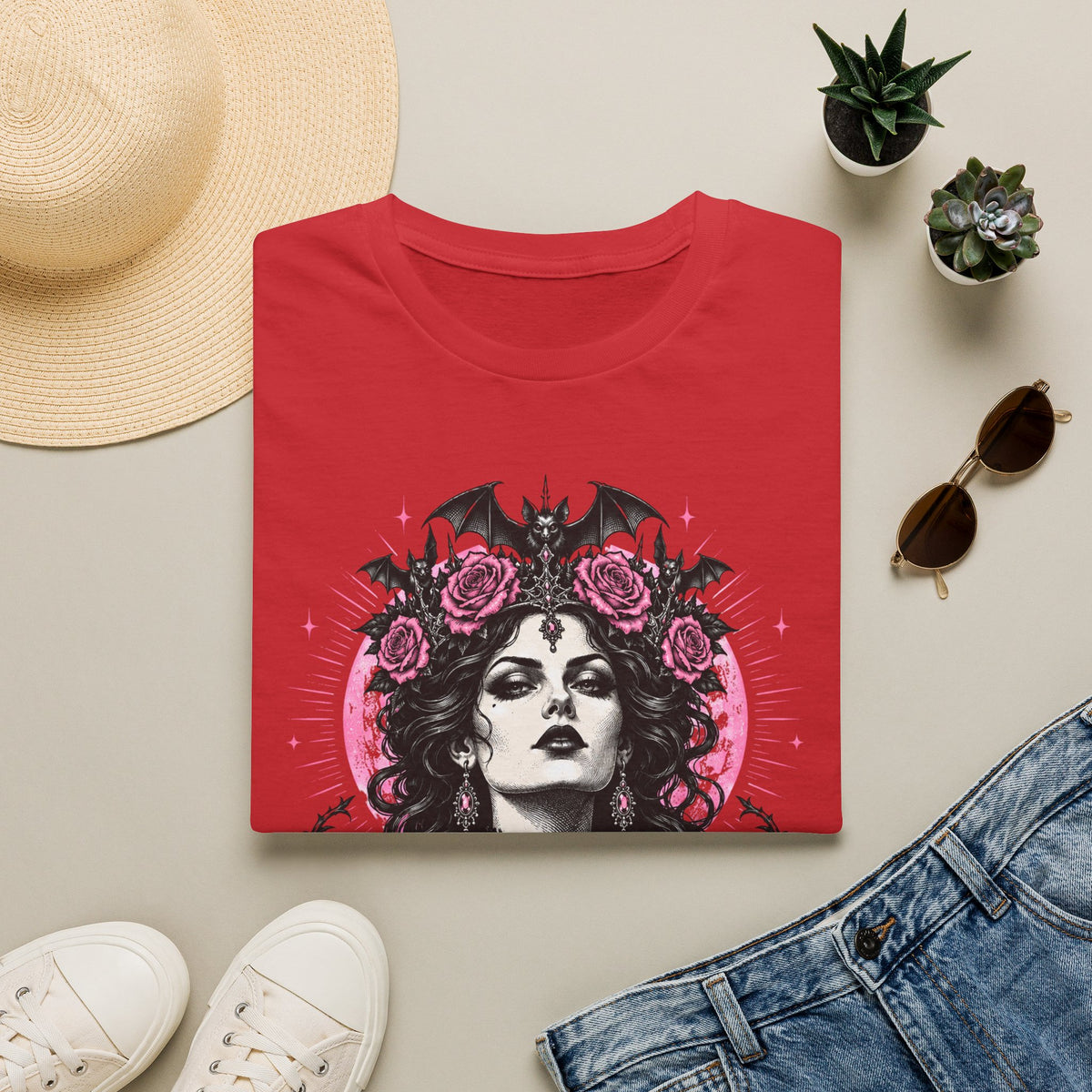 Pink Spooky Queen Pastel Gothic Glamour Witch T-Shirt