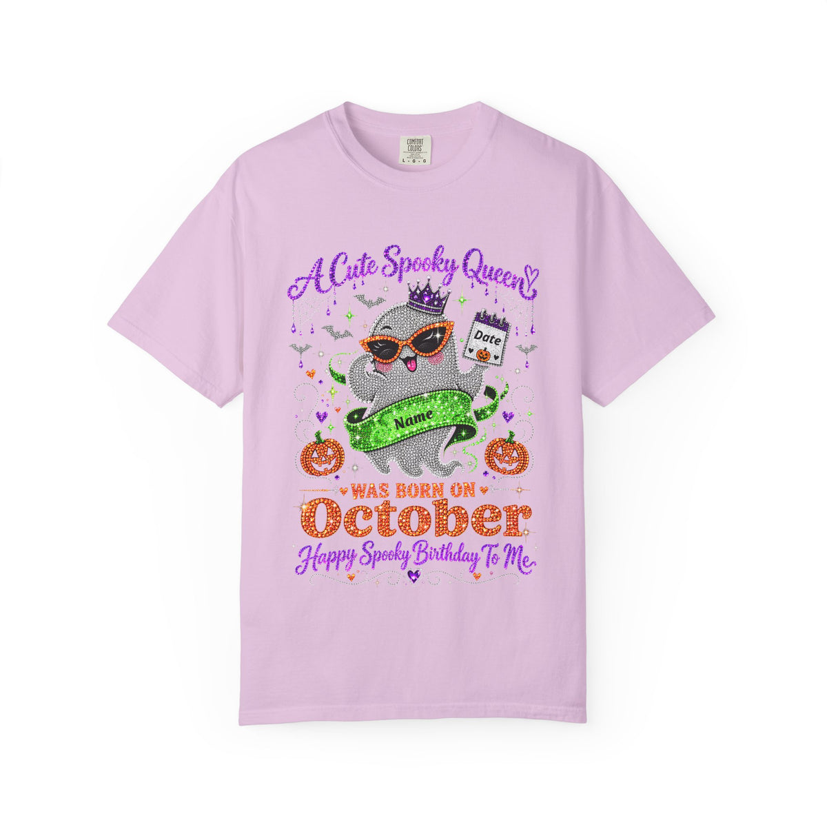 Personalized Spooky Queen October Birthday Comfort Colors Tee