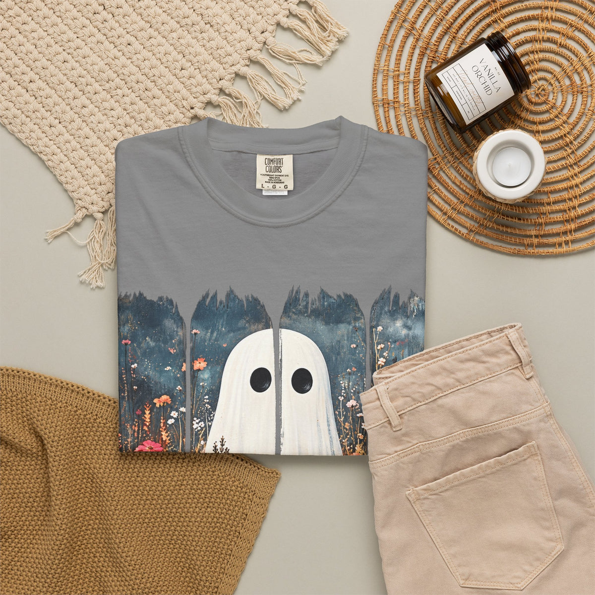 Floral Ghost Wildflower Halloween Comfort Colors T-Shirt