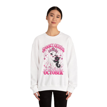 Spooky Queens Are Born in October Gildan 18000 Sweatshirt