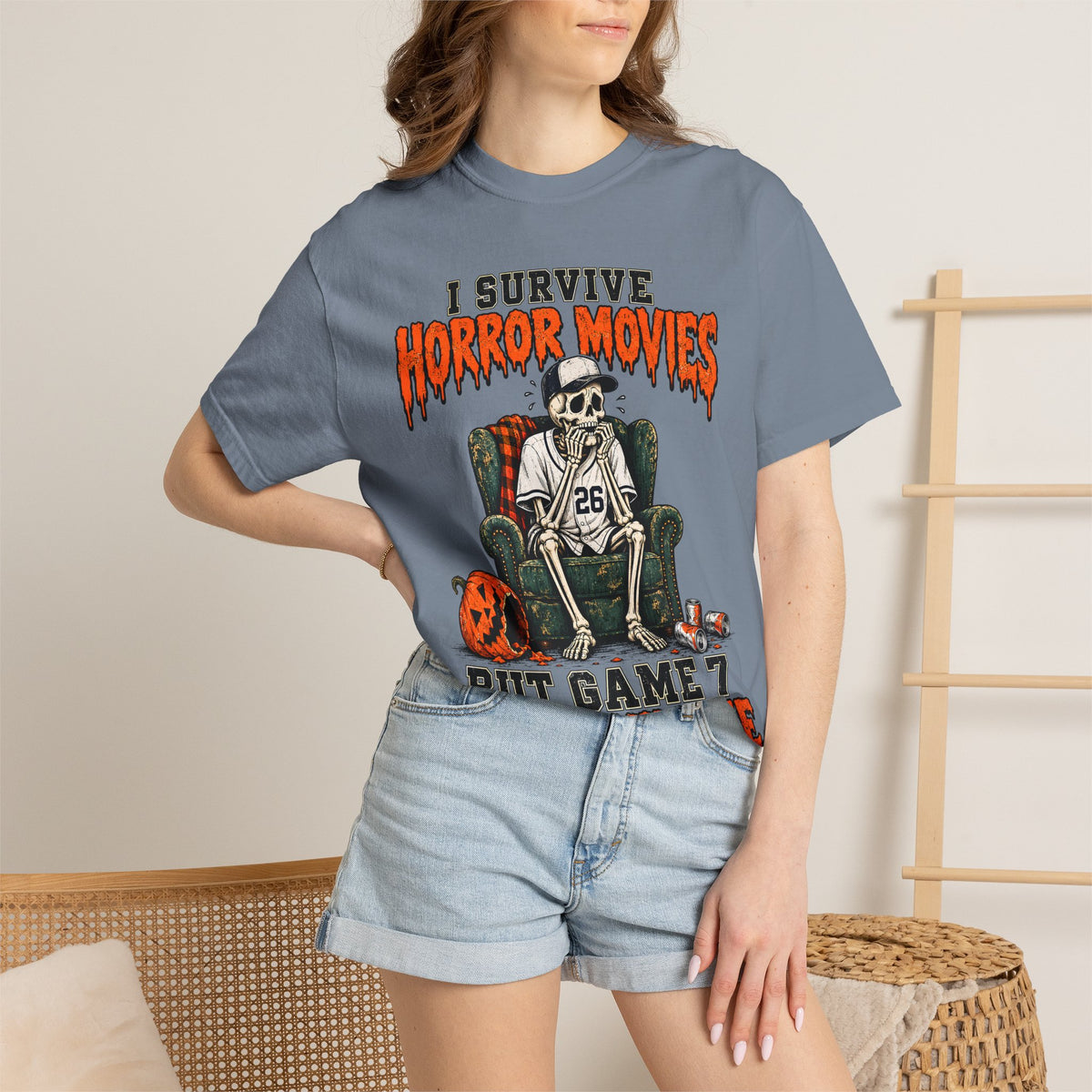 Horror Movies Game 7 Baseball Comfort Colors T-Shirt