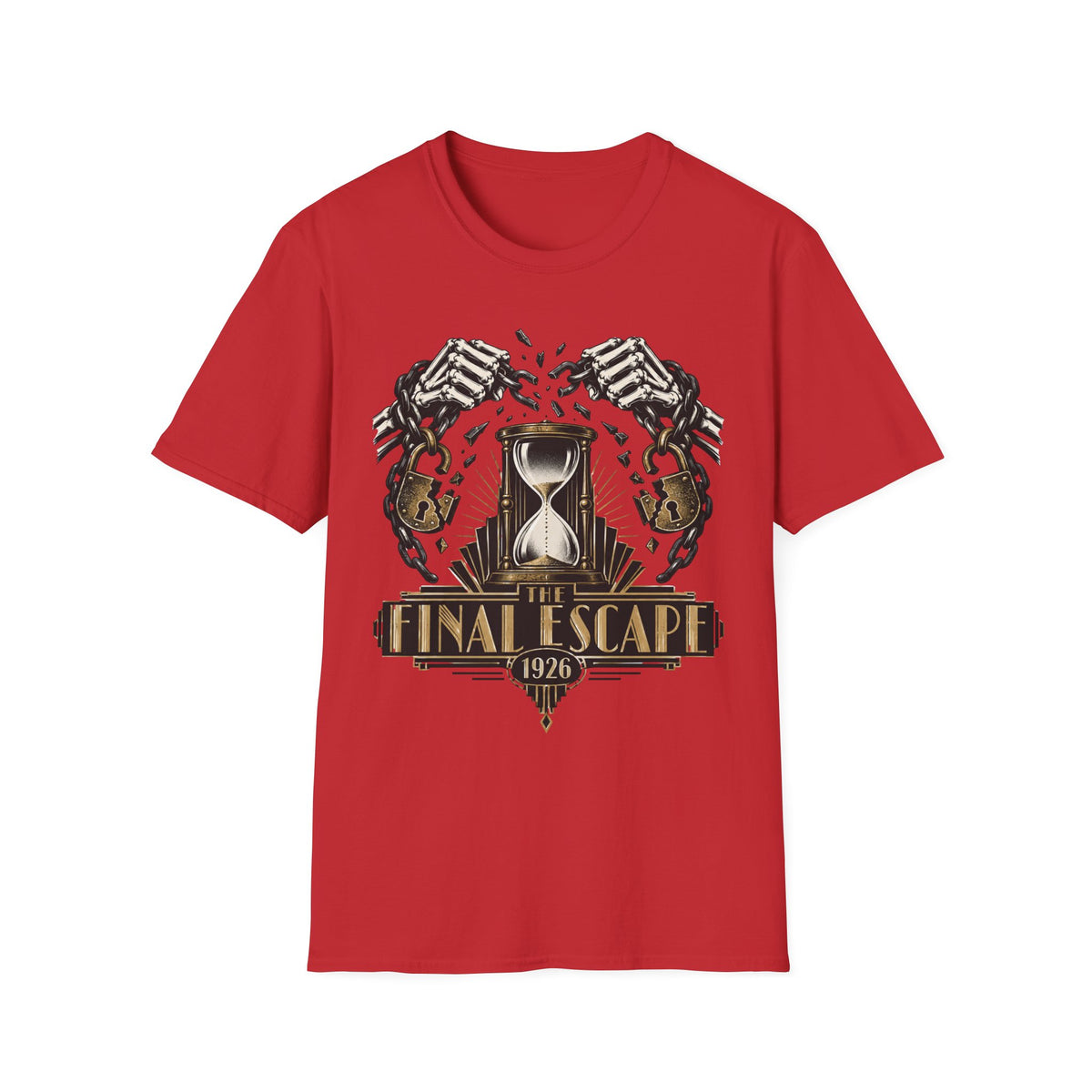 The Final Escape 1926 Shirt – Skeleton Chains Hourglass Art Deco Tee