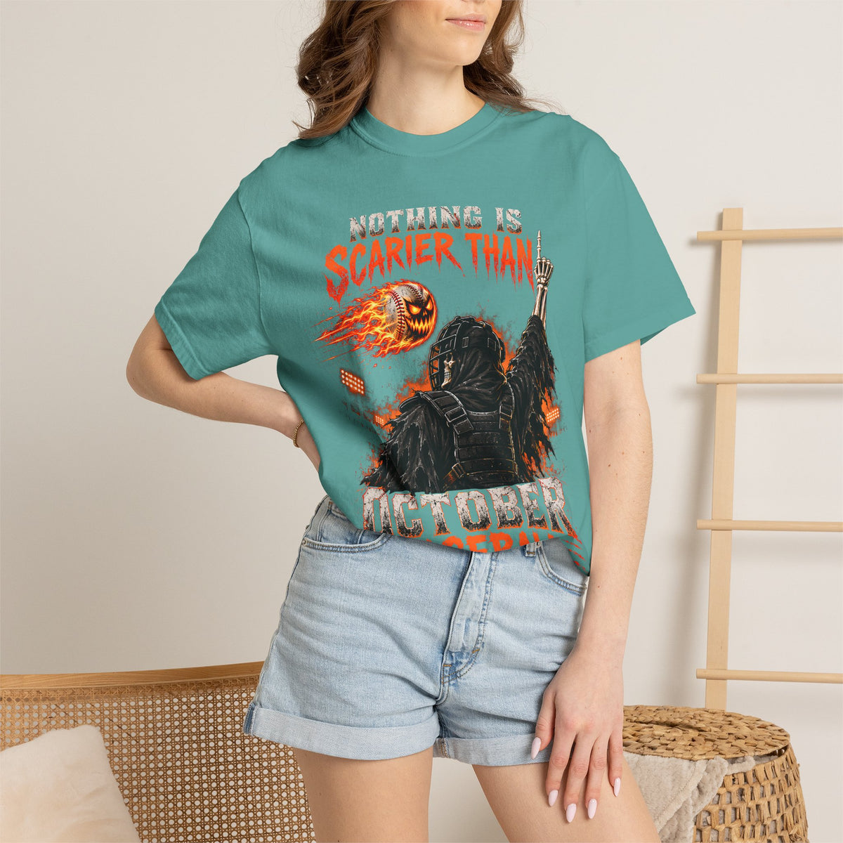 October Baseball Halloween Comfort Colors Graphic T-Shirt