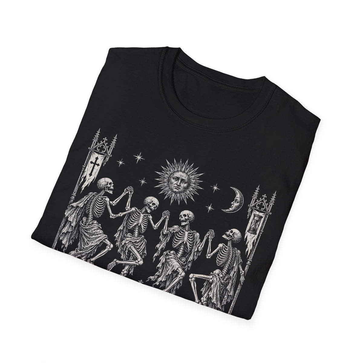Danse Macabre Medieval Woodcut Skeleton T-Shirt