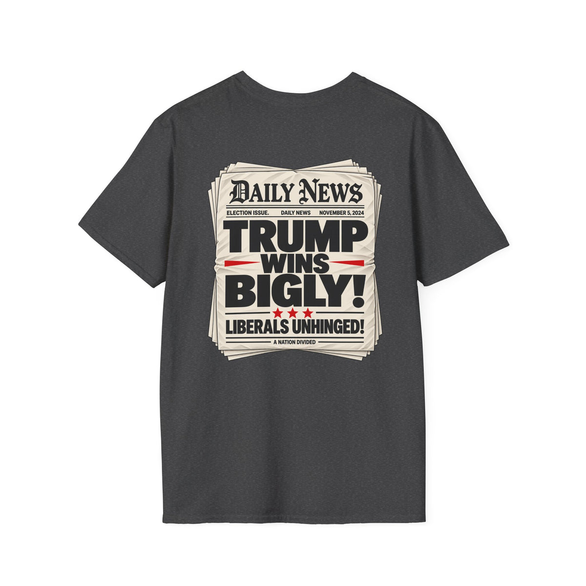 Trump Wins Bigly Shirt – Election Newspaper Political Satire Tee