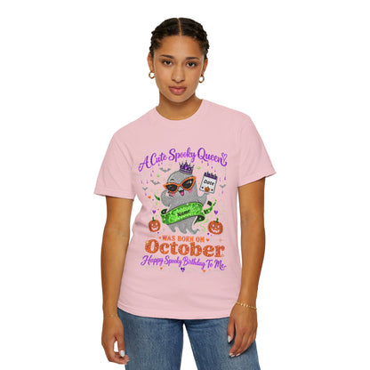 Personalized Spooky Queen October Birthday Comfort Colors Tee