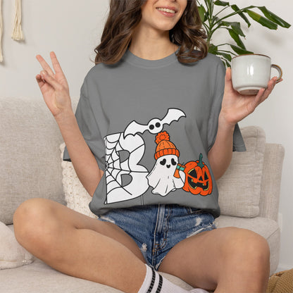 Cute Ghost Pumpkin Cozy Halloween Comfort Colors T-Shirt