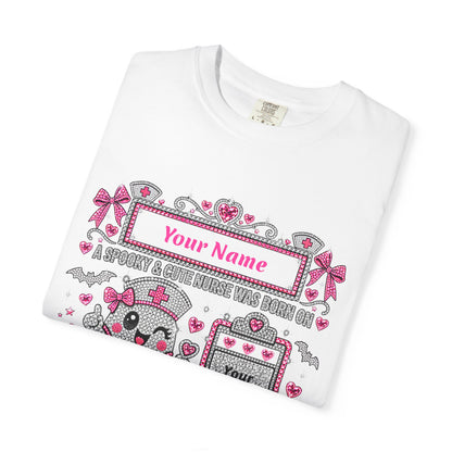 Personalized Spooky Cute Nurse October Birthday Comfort Colors Tee