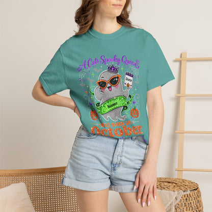 Personalized Spooky Queen October Birthday Comfort Colors Tee