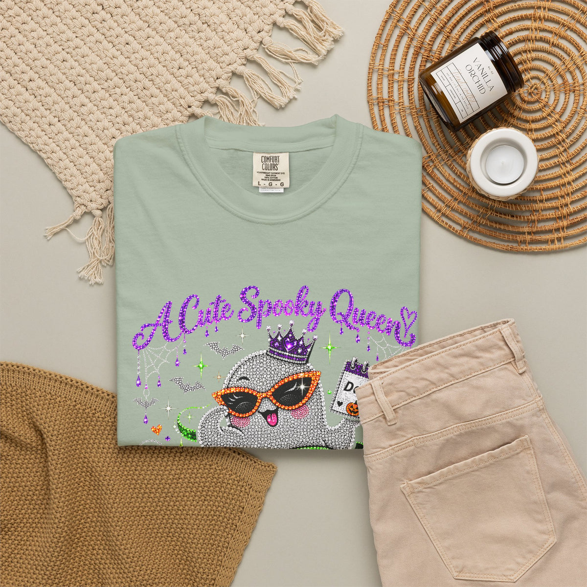 Personalized Spooky Queen October Birthday Comfort Colors Tee
