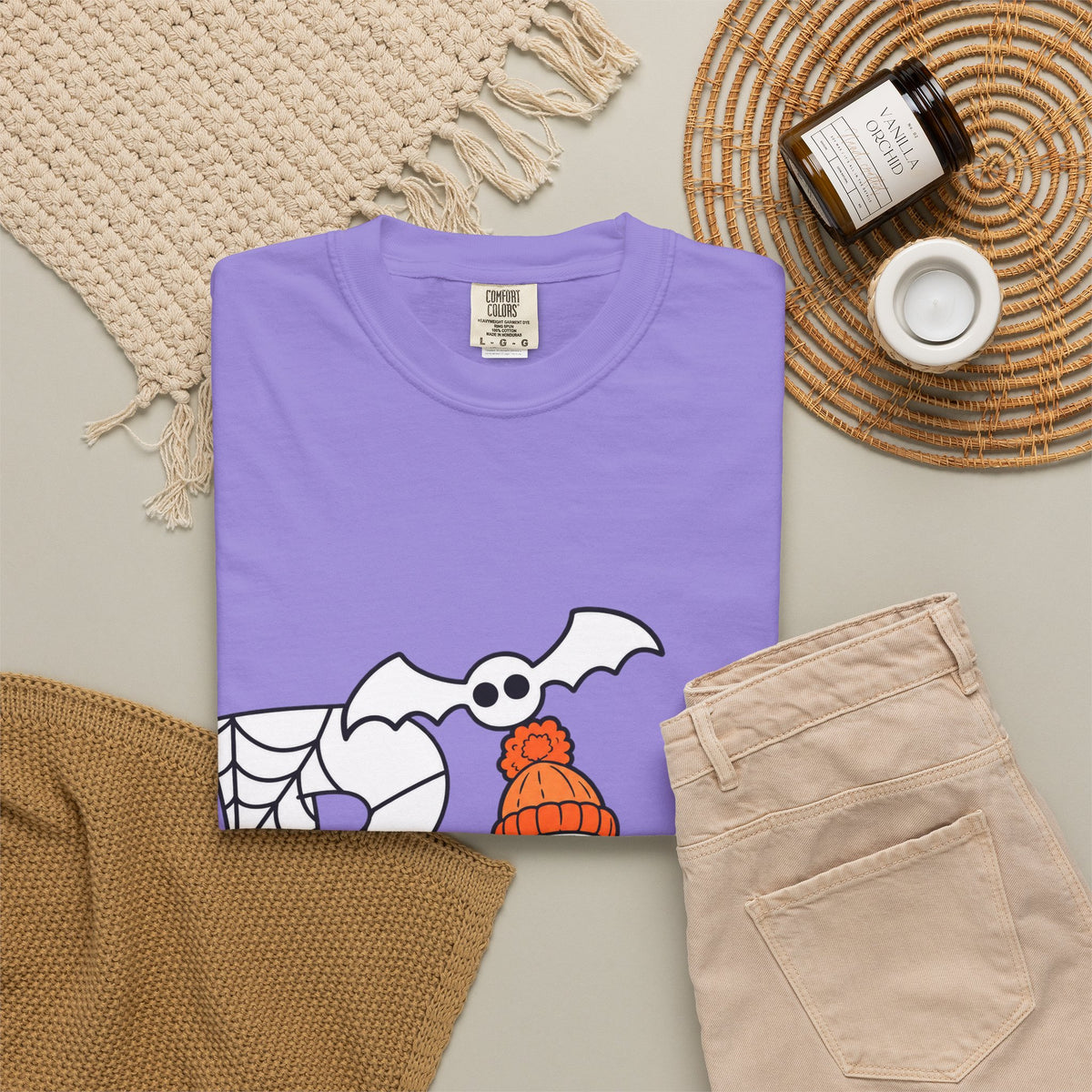 Cute Ghost Pumpkin Cozy Halloween Comfort Colors T-Shirt