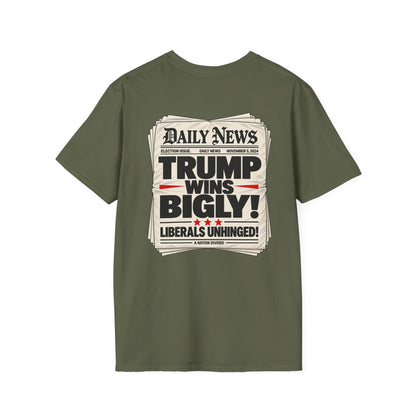 Trump Wins Bigly Shirt – Election Newspaper Political Satire Tee