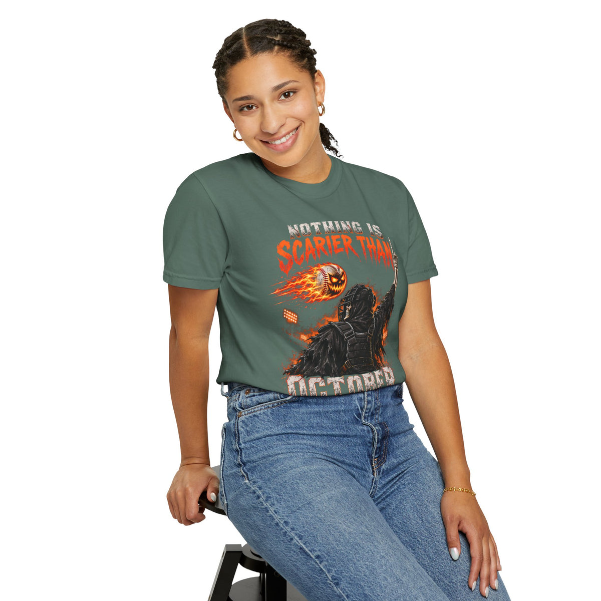 October Baseball Halloween Comfort Colors Graphic T-Shirt