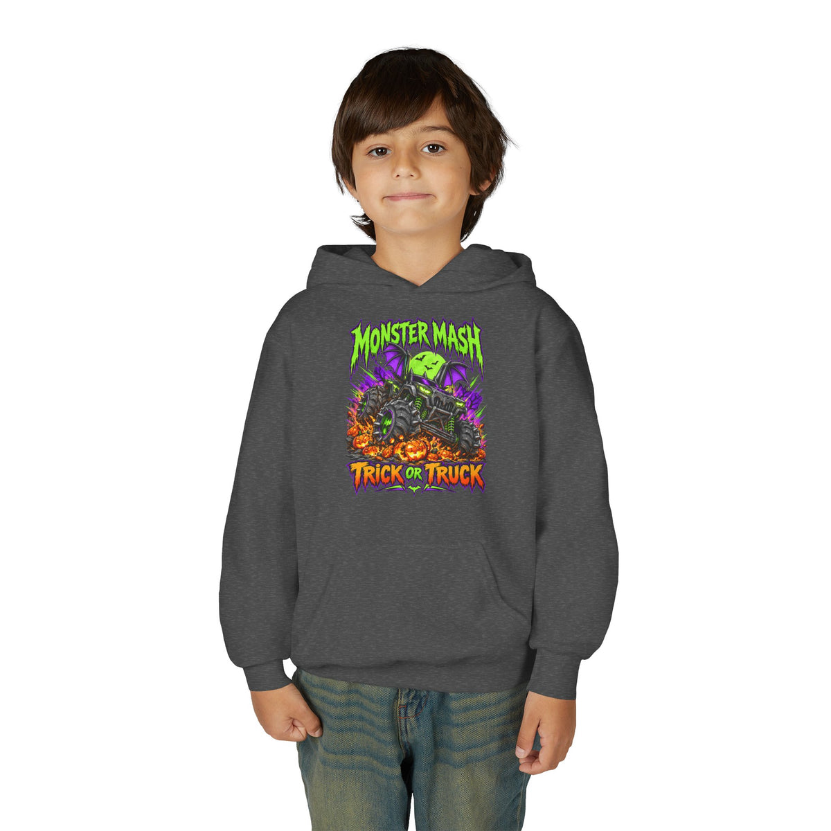 Monster Mash Trick or Truck Youth Halloween Hoodie