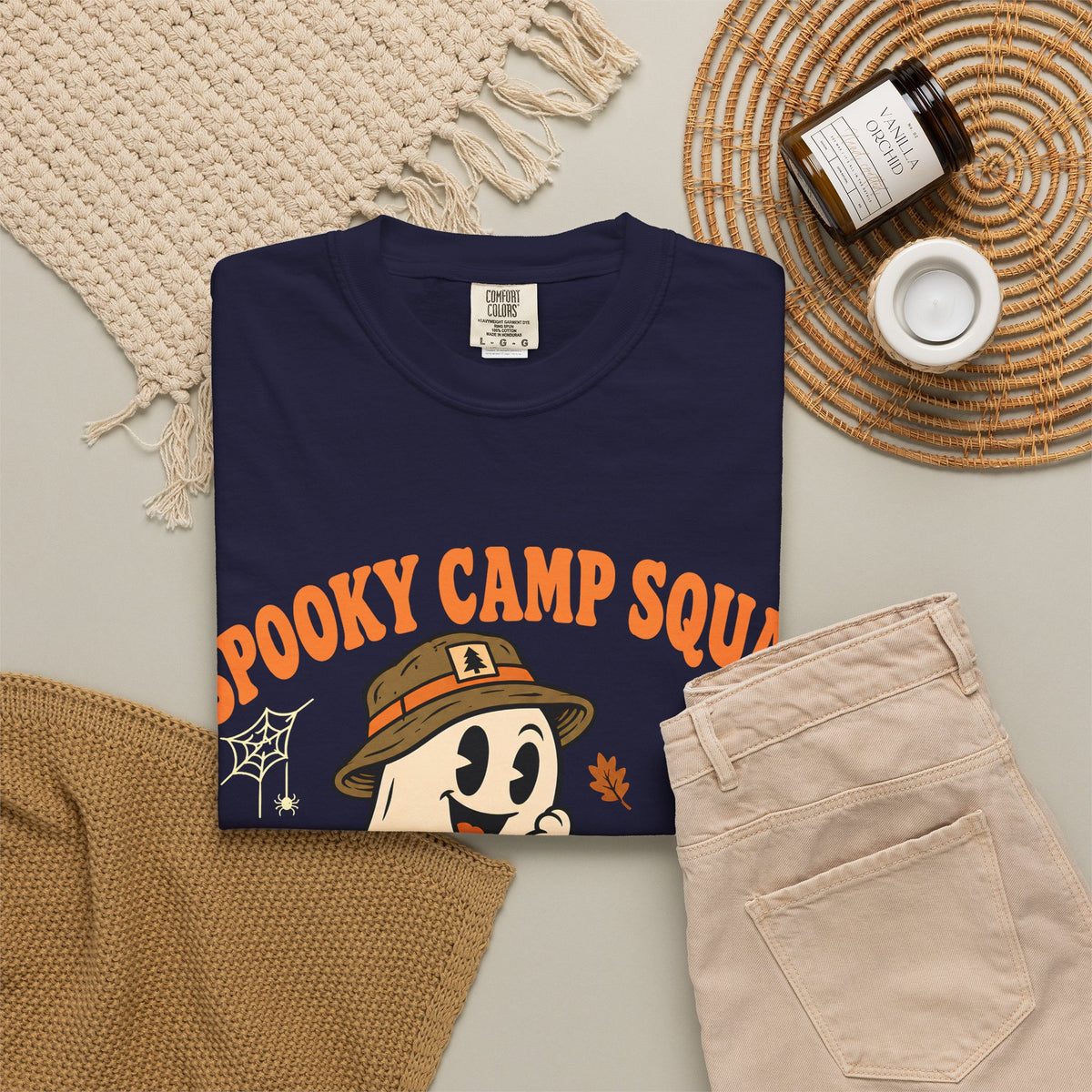 Spooky Camp Squad Campfires & Cobwebs Comfort Colors Tee