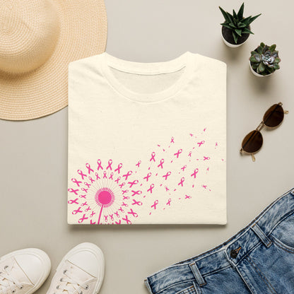 Pink Ribbon Dandelion Breast Cancer Awareness Tee